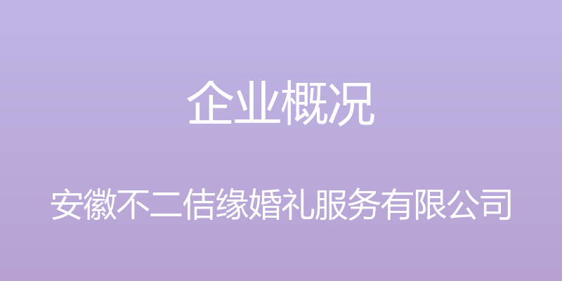 企业概况 - 安徽不二佶缘婚礼服务有限公司